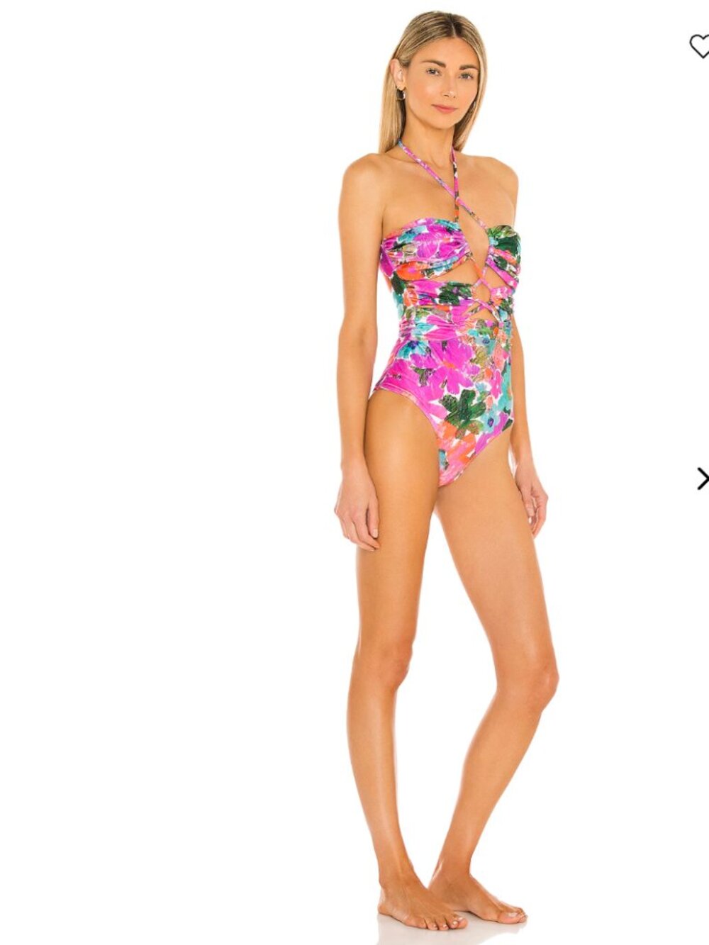 PatBO Gabi Laceup 1-Pc Cutout Floral halter beachcore resort wear swimsuit NEW - Picture 10 of 10